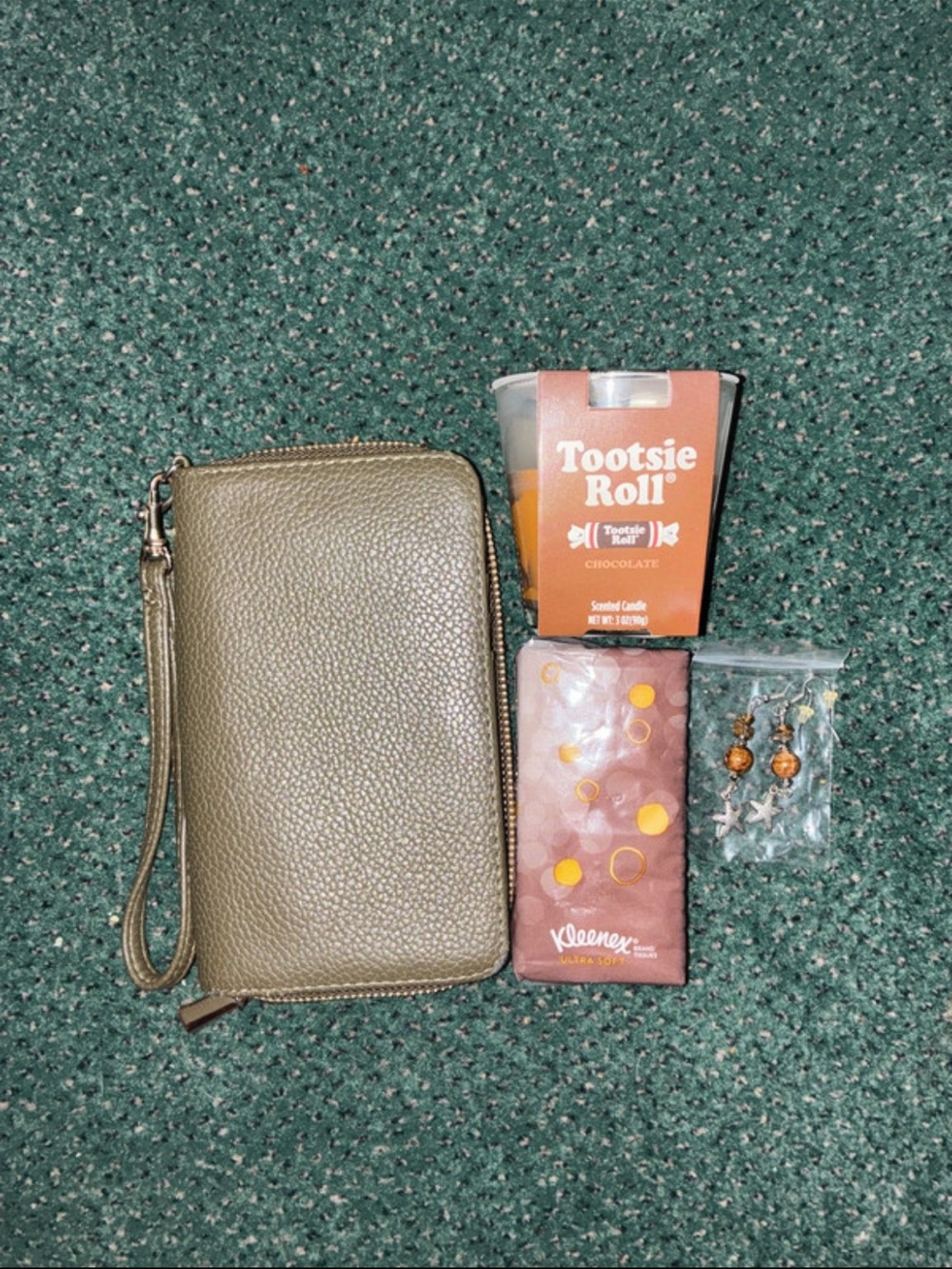 A New Day Brown Zip and Snap Wristlet Clutch 4 pc Bundle